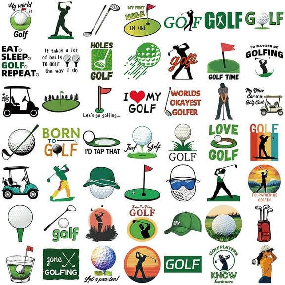 Pack Of 50 Golf Themed Stickers Waterproof Decal For DIY Crafts Sports Water Bottle Decors Laptop Notebook Accessories