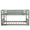 Merax Twin Over Twin Floor Bunk Beds with Ladder and Guardrail, Gray