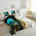 thumbnail image 3 of jejeloiu Abstract Fulid Art Bedding Comforter Set,Vintage Marble Desgin Twin Comforter Sets,Gold Blue White Bedding Set For Adults,Breathable Home Decor Reversible,2pcs, 3 of 8