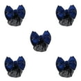thumbnail image 2 of VONKY Cloth Easy To Wear Professional Hair Plate Mesh Pocket Bow Hair Net Snood Net Bow Work Hair Clips Gold rim - Blue 5Set, 2 of 6