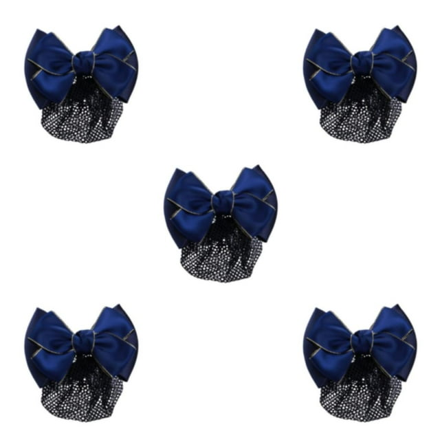 Wweixi Professional Hair Plate Mesh Pocket Featuring Convenient Snood Net Elegant Gold rim - Blue 5Set
