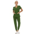 thumbnail image 3 of Saint Scrubs Women’s 9-Pocket Medical Scrub Set – V-Neck Stretch Top & 7-Pocket Jogger Pants, Lightweight, Easy Care Uniforms for Nurses & Healthcare, Green Willow, Extra Large, 3 of 4