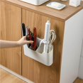 thumbnail image 3 of Wall Mounted Organizer Punch Free Multipurpose Hair Straightener Storage Case Hanging Remote Control Holder with Adjustable Compartment for Home Living Room Bathroom, 3 of 8
