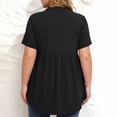 thumbnail image 2 of TaTaai Womens Plus Size Solid Color Casual Top V-Neck Decorative Buttons Soft Stretchy Fabric Breathable Lightweight 3/4 Sleeve Relaxed Fit Daily Wear Work Vacation Beach Outfit Gift, 2 of 8