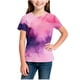 thumbnail image 4 of Blusas y camisas de manga corta con cuello redondo Camiseta estampada de manga corta para niños Cuello redondo Media manga Casual Versátil Top de poliéster para niñas, 4 of 5