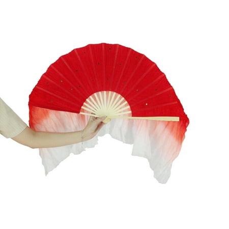 

Red & White Hand Made Belly Dance Silk Bamboo Long Fan Veils 16124