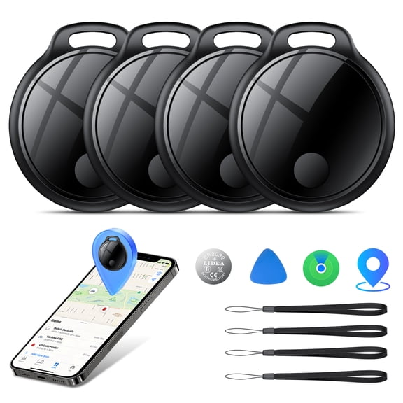 Air Tracker Tags-4 Pack: Bluetooth Item Finder, Item Locator Compatible with Apple Find My APP (iOS Only) Replaceable Battery, IP68 Waterproof, Bluetooth Tracker for Luggage/Bags/Keys, FCC Approved
