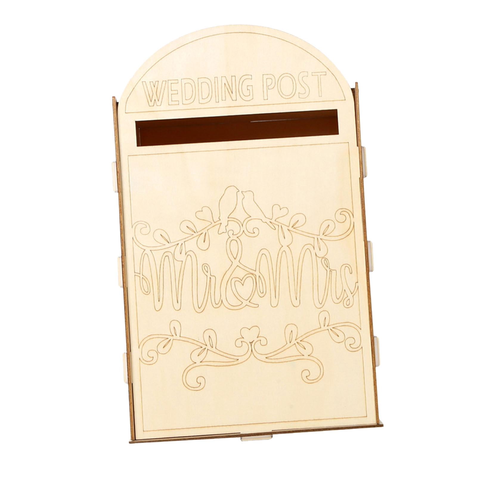 Tachiuwa Wedding Card Box Letterbox Decorative DIY Wood Wedding Decor Unpainted Wedding Post Box Envelope Gift Post Card Box for Party A