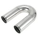 thumbnail image 1 of Tubo de escape Mandrel de 180 grados con bead roll Tubería de escape personalizada para automóvil modificado 4" OD 11.81" Longitud Acero inoxidable T304 Tono plateado, 1 of 7
