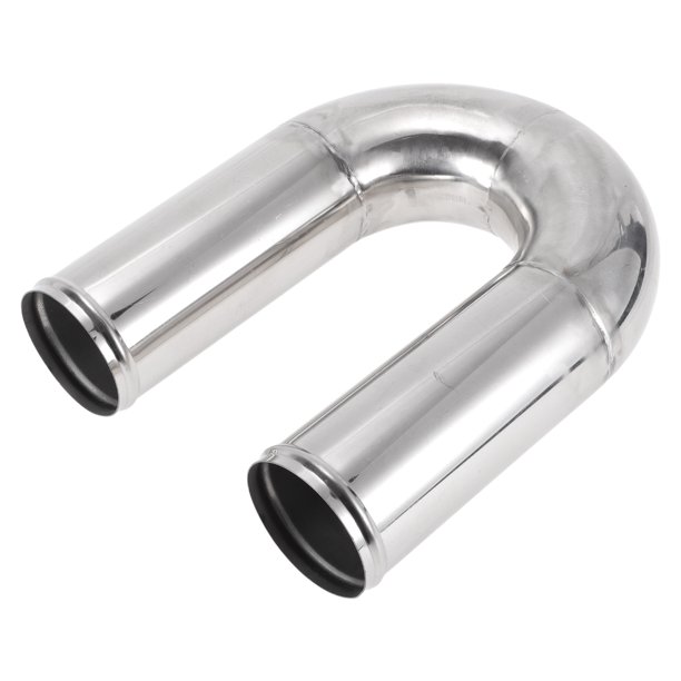 Tubo de escape Mandrel de 180 grados con bead roll Tubería de escape personalizada para automóvil modificado 4" OD 11.81" Longitud Acero inoxidable T304 Tono plateado