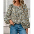 thumbnail image 6 of PRETTYGARDEN Boho Tops for Women Going Out Floral Long Sleeve Shirts Dressy Casual Work Blouses Drawstring Fall Outfits, 6 of 9
