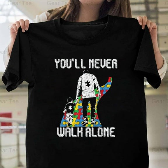 Vintage Father Son Family, Funny Autistic Kids Autism Dad, Awareness Gift, Love, Support T-Shirt Unisex, up to 5XL