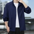 thumbnail image 5 of hoksml Men's Sunscreen Outwear Jackets Casual Stand Collar Solid Color Long Sleeved Zipper Pocket Lightweight Zip Up Coat, 5 of 9