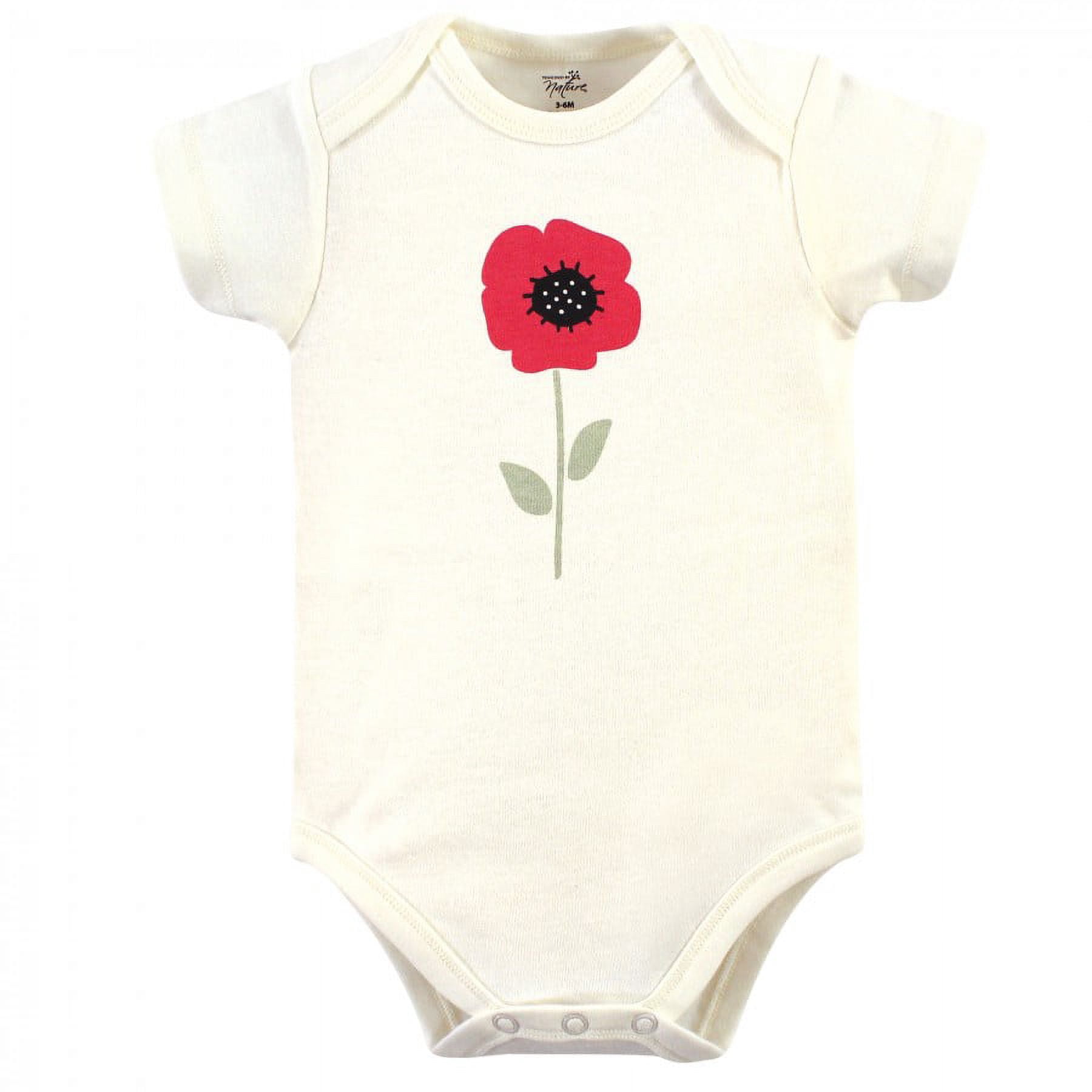 Touched by Nature Baby Girl Organic Cotton Bodysuits 5pk, Poppy, 18-24 Months