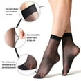 thumbnail image 2 of 10 Pairs Black Women's Silky Anti-Slip Cotton Sole Sheer Ankle High Tights Hosiery Socks Reinforced Toe 10 Pairs Women's Ankle High Sheer Socks, 2 of 10