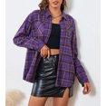 thumbnail image 2 of Alex Vando Plaid Flannel Shirts for Women Long Sleeve, Oversized Womens Casual Flannel Button Down Shirts Blouses Tops,PurpleCoffce L, 2 of 6
