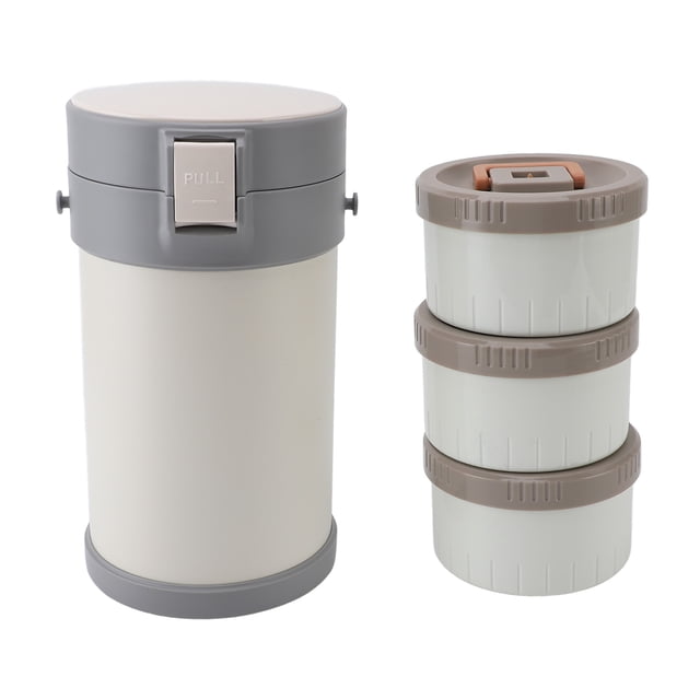 2.3L Lunch Boxes, 304 Stainless Steel 3 Tier Insulated Food Jar, Double Insulation Lunch Box with Shoulder Strap, Microwave Safe