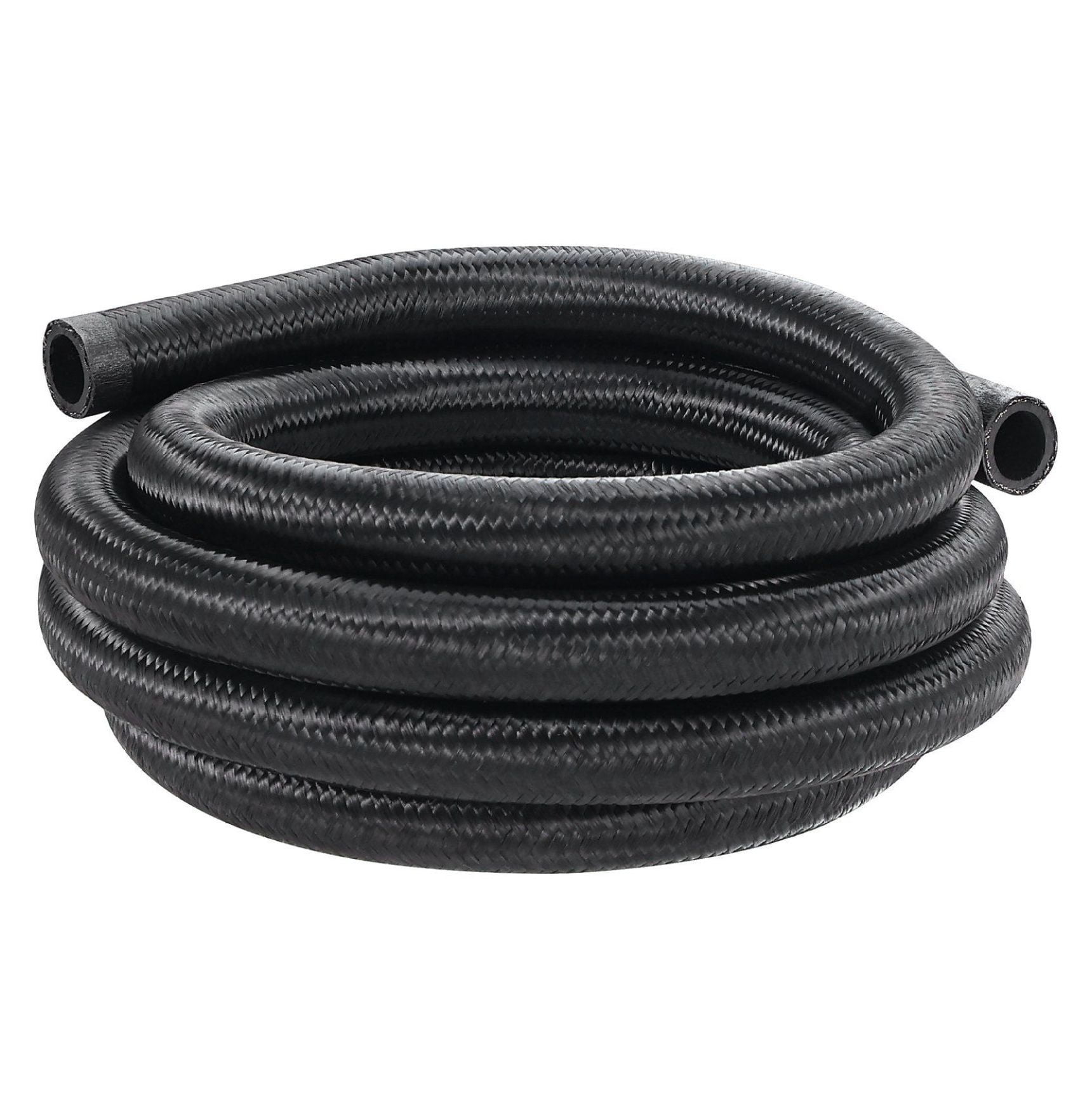 10AN Fuel Line Kit, 10ft Braided Fuel Hose, 0.55" Fuel Line with 7 Fittings, Oil/Gas/Diesel Compatible, Stainless Steel, Black