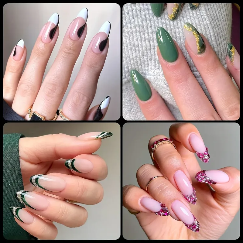 600Pcs Almond Nail Tips Half Matte Full Cover Acrylic Nails Tips Medium Gel False Nail Manicure Salon Home DIY Press on Nails