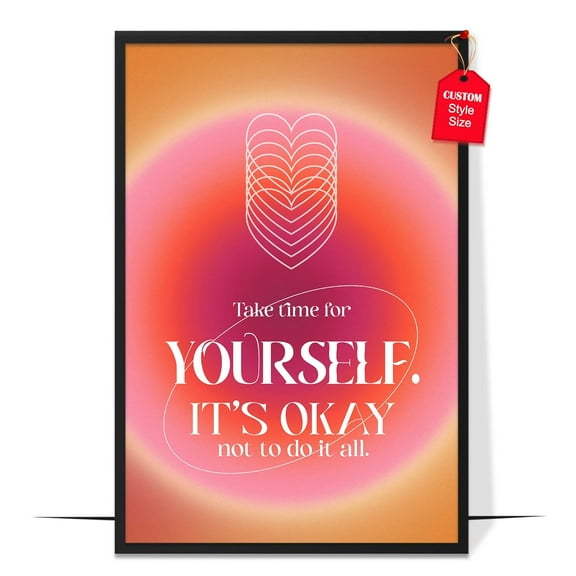 LOLUIS Aesthetic Wall Decor, Aura Energy Spiritual Gradient Trendy Print, Pink Mental Health Posters (It's Okay Not to Do It All Aura Poster, Unframed 8"x12")