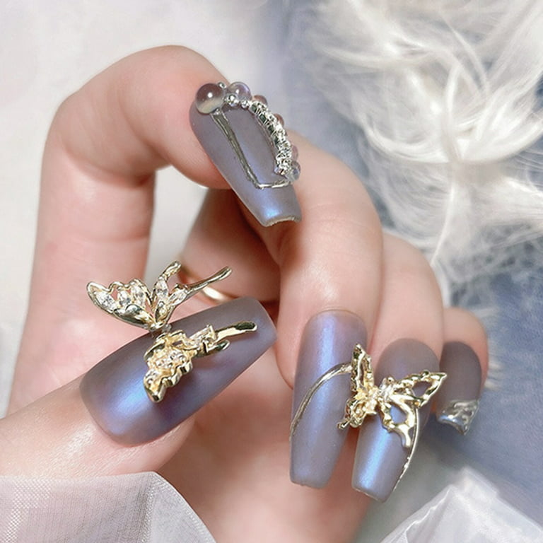5Pcs Zircon Butterfly Wings Nail Art Charms Fairy Crystal Gem 3D