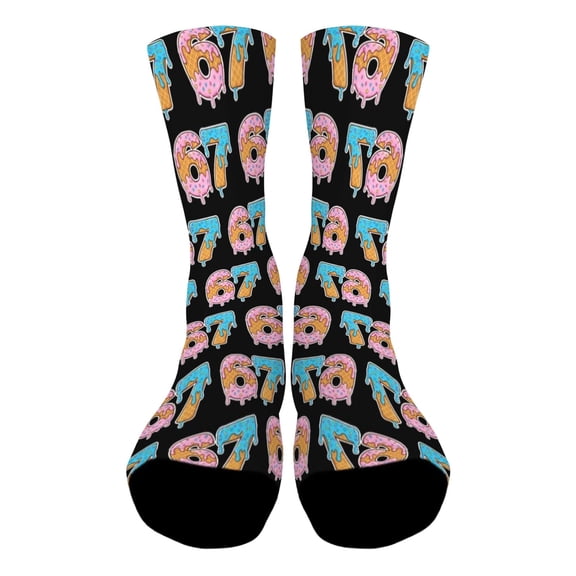 Funny 67 Six Seven Meme Kids Matchings Christmas Half Calf Sock for Boys Girls Footwear 7-13 Years Black3
