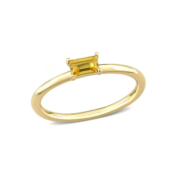1/3 Carat (Ctw) Yellow Sapphire Solitaire Baguette Ring in 10K Yellow Gold for Women