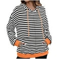 thumbnail image 2 of UVEASISHA Womens Zip Up Hoodie Striped Oversized Long Sleeve Sweatshirts Casual Loose Fit Drawstring Hooded Outwear with Pockets Fall Outfits 2024 Clothes Prime Big Deal Days,Black,2XL, 2 of 5