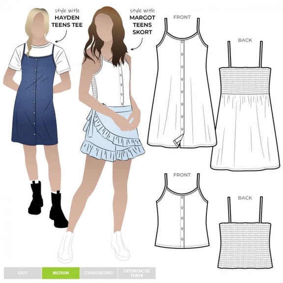 Style Arc Sewing Pattern Kids Penny Dress & Top Kids, Teenagers Ages 8-16