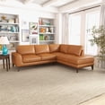 thumbnail image 2 of Allestar Living Room L-Shaped Tufted Leather Tan Right-Facing Sectional Sofa, 2 of 7