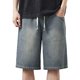thumbnail image 2 of Ceisia Men's Relaxed Fit Straight Leg Denim Shorts Drawstring Elastic Waist 5-Pocket Jean Shorts Gift, 2 of 7