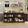 thumbnail image 5 of Winkalon 70'' Large Sideboard Buffet Cabinet, Farmhouse Kitchen Storage Cabinet with 4 Doors, Wood Coffee Bar Cabinet for Living Room, Dark Brown, 5 of 9
