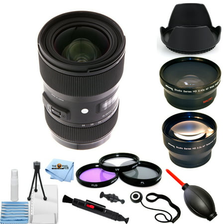 Sigma 18-35mm f/1.8 DC HSM Art Lens for Canon EF 210-101 Pro Bundle with Telephoto & Wide Angle Lens, Filter Kit, Tulip Lens Hood, Lens Cap Keeper +