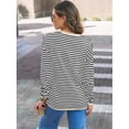 thumbnail image 5 of UZMOG Sweaters for Women, Striped Soft Knit Pullover Sweater Loose Fit Shirts with Chest Pocket, 5 of 7