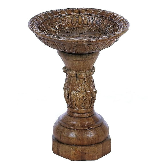 Solid Rock Stoneworks Decorative Bowl Leaf Birdbath- Tobacco Rd - 21" Tall x 16" Diameter