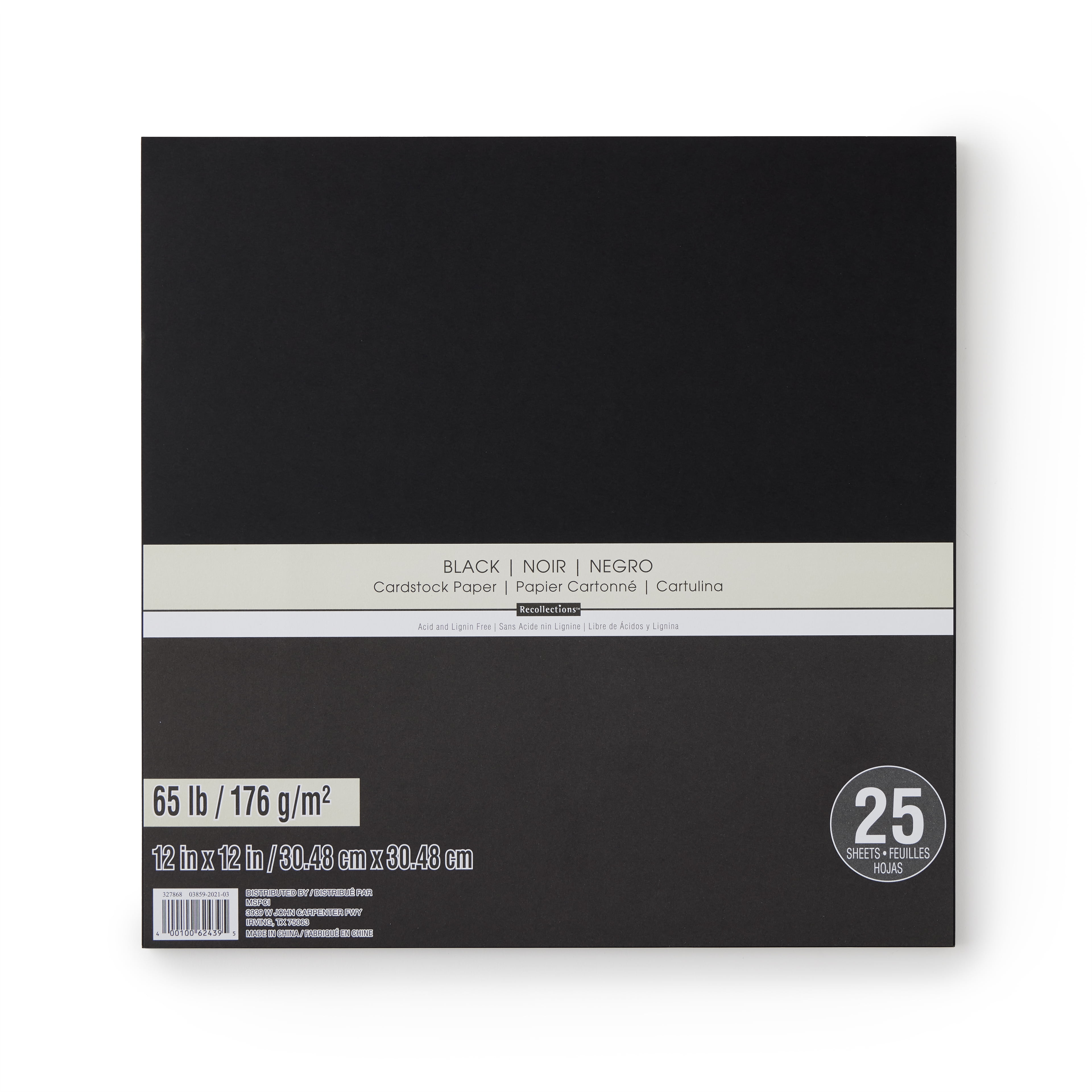 Recollections 300 Sheets Black 8.5" x 11" Cardstock Paper - Acid and Lignin Free Paper for Scrapbooks, Arts & Crafts - Bulk Pack