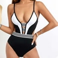 thumbnail image 2 of Bathing Suits for Women One-Piece Womens Open Back Swimwear One Piece Swimsuits Backless Cutout Slip Swimwear V Neck Bathing Suits with Adjustable Strap Swim Suits White S, 2 of 6