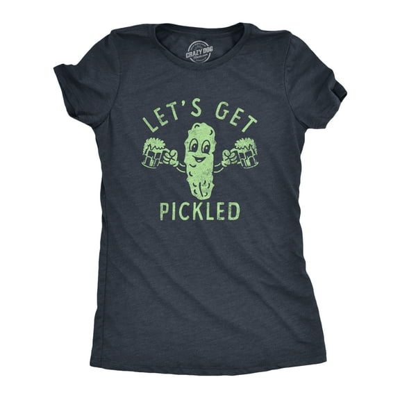 Womens Lets Get Pickled T Shirt Funny Beer Drinking Partying Pickle Lovers Tee for Ladies Womens Graphic Tees