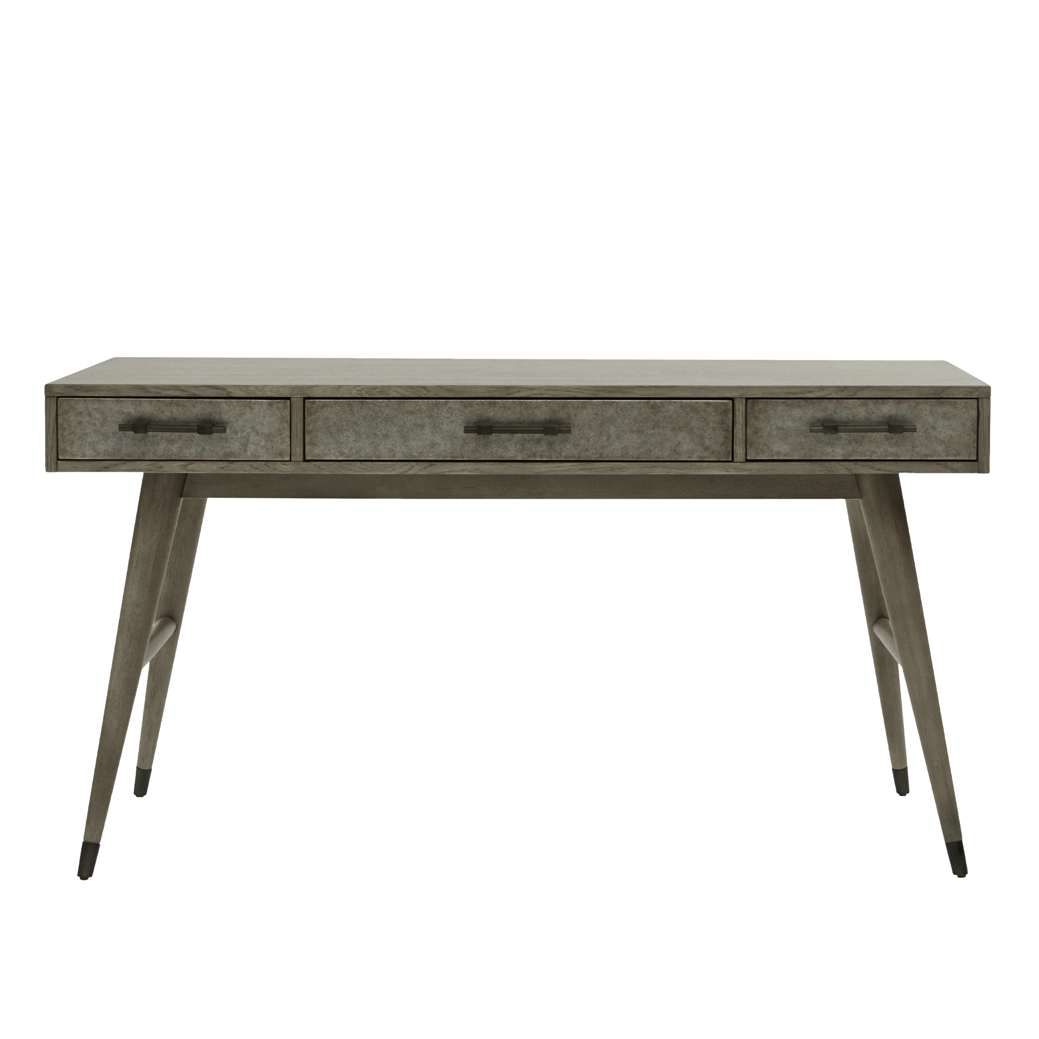 Gray Oak & Metal Drawer Desk