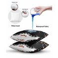 thumbnail image 6 of Waterproof Outdoor Throw Pillows with Inserts 18"x18" Set of 2, Black Christmas Soft Decorative Pillowcases for Couch Bedroom, Xmas Balls White Snowflake Pillow Covers for Sofa Living Room, 6 of 8