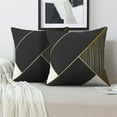 thumbnail image 2 of LALILO Throw Pillow Covers Geometric Black Cream Golden Gold White Cushion Cover 18" x 18", 2 Pack, 2 of 6