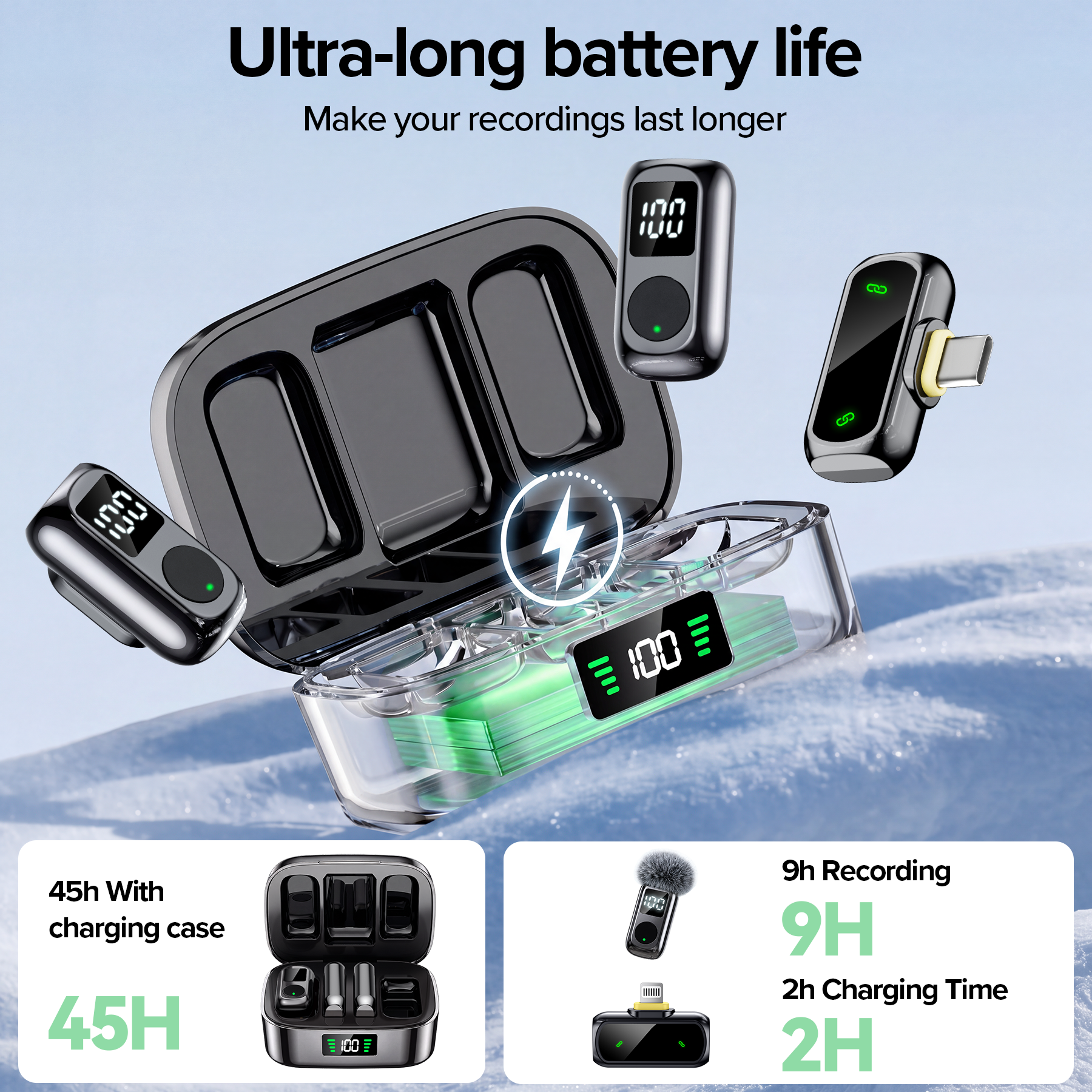 VEAT00L Wireless Lavalier Microphone with 45-Hour Charging Case photo 6
