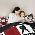 thumbnail image 5 of Homewish Gamer Baseball Football Bedding Comforter Set 2pcs for Kids Teens Adults,Black Red Twin Comforter Sets Microfiber,Sport Geometric Plaid Breathable Bedding Set,Lightweight Room Decor, 5 of 8