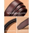 thumbnail image 4 of Catelles Men's Slim Reversible Brown Leather Belts, 1.5" (3.8cm) Width Genuine Cowhide Alloy Pin Buckle, Fits 52" Waist for Business Casual Daily Use, 4 of 10