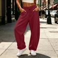 thumbnail image 2 of Inleife Women's Barrel Wide Leg Sweatpants Fashion Ladies Warm Fleece Lined Elastic Drawstring Casual Loungewear Loose Fit Trousers with Pockets, 2 of 6
