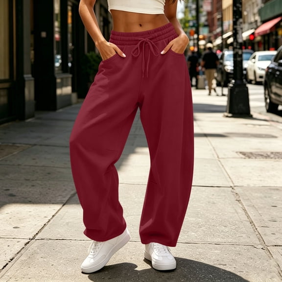 Gym Sweatpants Women Zaewscy Women's Solid Color Elastic High Waist Wide Leg Sports Curved Knife Sweatpants With Casual Loose Jogging Pants With Pockets Sports Pants