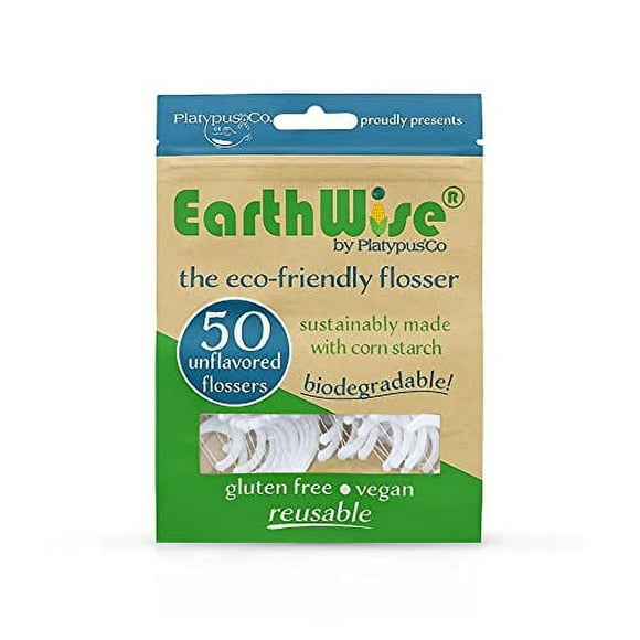 Platypus Earthwise Eco-Friendly Flosser, Dental Floss Picks, 50 Count