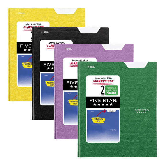 Five Star Pocket & Prong Paper Folder [Geometric Pattern]: 9 in. x 11 in. (Color May Vary) 1 folder [4-pack]