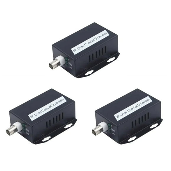 3Pcs Ethernet IP Extender over Coax HD Network Kit EoC Coaxial Cable Transmission Extender for Security CCTV Cameras(B)