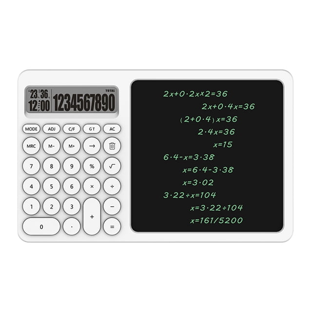 10 Digit Calculator with Writing Tablet Time Function LCD Display Desk Calculator with Erasable Handwriting